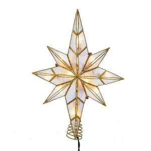 Kurt Adler 10-Light LED Capiz Bethlehem Star Tree Topper, 8-Point, Brass, 11.4" - 1 of 4