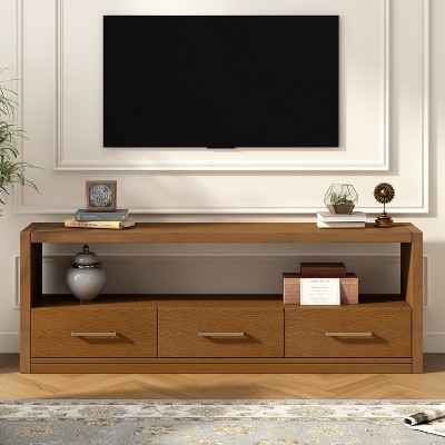 VYNXARIA Stylish TV Stand,Classic Design with Three Drawers and Spacious Surface,Versatile as TV Console or Side Cabinet,Brown