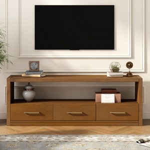 VYNXARIA Stylish TV Stand,Classic Design with Three Drawers and Spacious Surface,Versatile as TV Console or Side Cabinet,Brown - 1 of 4