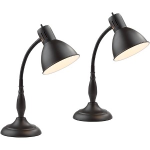 360 Lighting Breck 17" High Small Traditional Desk Lamps Set of 2 Gooseneck Arm Brown Dark Bronze Finish Metal Home Office Living Room Bedroom Bedside - 1 of 4