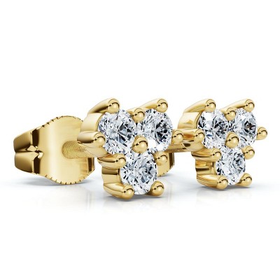 Pompeii3 Mini Trio Diamond Studs 14k Gold Lab Created Women's Earrings