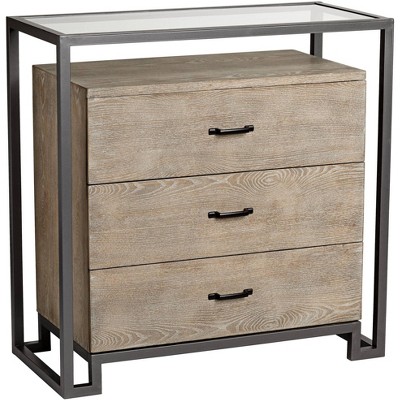 Elm Lane Liev 33 1/2" Wide Wood - Metal 3-Drawer Modern Accent Chest