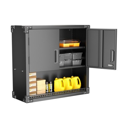 AOBABO 2 Door Durable Locking Metal Storage Cabinet Organizer with 2 Adjustable Shelves and 2 Keys for Garages and Offices