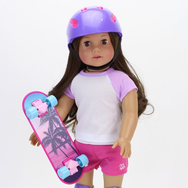 Sophia’s Skateboard, Helmet and Knee Pads Set for 18" Dolls, Multicolor, 4 of 13