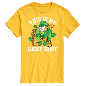 Men's - Garfield - This Is My Lucky Shirt Patrick's Day Short Sleeve Graphic T-Shirt - 1 of 4