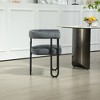 CENGHU Dining Chairs, Contemporary Designed PU Fabric Upholstered Barrel Side Chairs with Black Metal Legs, Round Kitchen Accent Chairs, Gray - 2 of 4