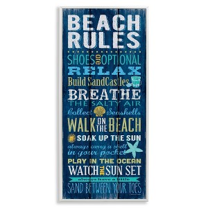 Stupell Industries Blue Planked Beach Rules Sign, 13" x 30" - 1 of 4