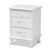 Baxton Studio Layton Wood 3 Drawer Nightstand White: Traditional Style, No Assembly, Spot Clean, Paulownia Frame - 4 of 4