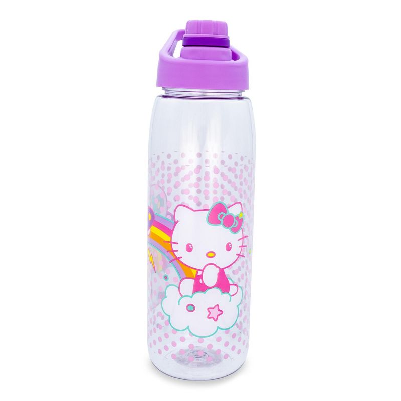 Silver Buffalo Sanrio Hello Kitty and Joey Rainbow Plastic Water Bottle With Screw-Top Lid, 1 of 7