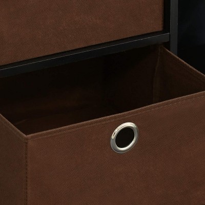 Espresso Brown Wood 34" Bookcase Storage with Bins