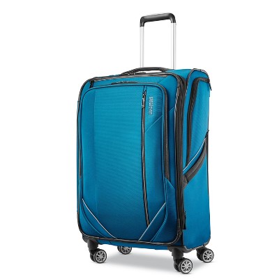 American Tourister Zoom Turbo Softside Large Checked Spinner Suitcase