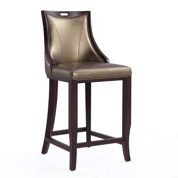 Emperor Upholstered Beech Wood Barstool Bronze - Manhattan Comfort