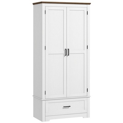 Yukimo 69" Kitchen Pantry Cabinet, White, with 2 Doors, Drawer & Adjustable Shelves, Freestanding Storage Solution for Dining Room