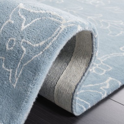 Blue and Ivory Handmade Wool Tufted Area Rug