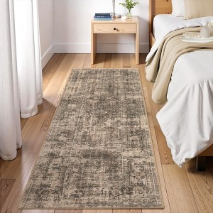 Washable Area Rug, Vintage Distressed Living Room Rug, Soft Foldable Accent Rug for Dining Room Bedroom - 1 of 4