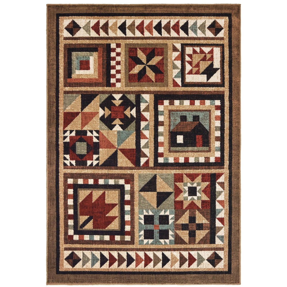 Photos - Area Rug 6'7"x9'2" Weston Farmhouse Lodge  Brown - Captiv8e Designs