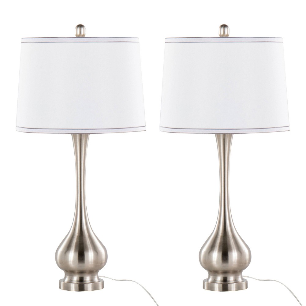 Photos - Floodlight / Street Light LumiSource  Cairo 28.75" Contemporary Metal Table Lamps Brushed(Set of 2)