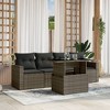 vidaXL 5 Piece Patio Sofa Set with Cushions Gray Poly Rattan - without storage - 2 of 4