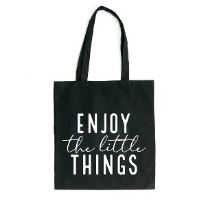 City Creek Prints Enjoy The Little Things Cursive Canvas Tote Bag - 15x16 - Black - 1 of 2