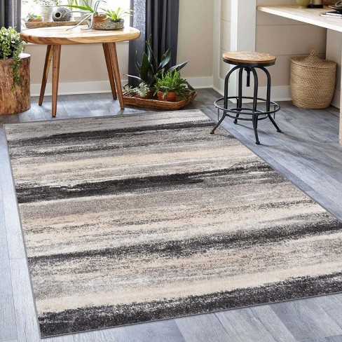 Superior Striped Pastel Indoor Area Rug, Grey, 7x9 ft