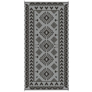 Aghana Digitals Reversible Blue & White Rhombus Outdoor Rug, 9'x18' Waterproof Polypropylene with - 1 of 4