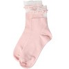 Memoi Women's Sheer Ruffle Cuff Faux Pearl Anklet Sock - 3 of 4