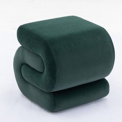 GDFStudio Mina Velvet S-Shape Upholstered Ottoman/Footstool