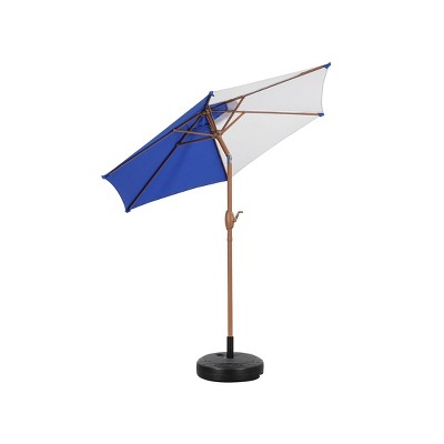 MaseiKar 7.5FT Outdoor Patio Umbrella Market Table Sun Shade – Tilt Crank, 6 Steel Ribs, Contrast Color Canopy, Heavy-Duty for Deck, Backyard, Garden