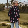 Long Sleeve Blouses for Women Spring Summer Fall Fashion Casual V-Neck Feather Print Loose Tunic Tops - 3 of 4