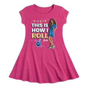Girls' - Barbie - This is How I Roll Holiday Fit & Flair Cap Sleeve Dress - 1 of 2
