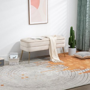 Upholstered Fabric Storage Ottoman with Safety Hinge, Entryway Padded Footstool, Storage Bench for Living Room & Bedroom - 1 of 4