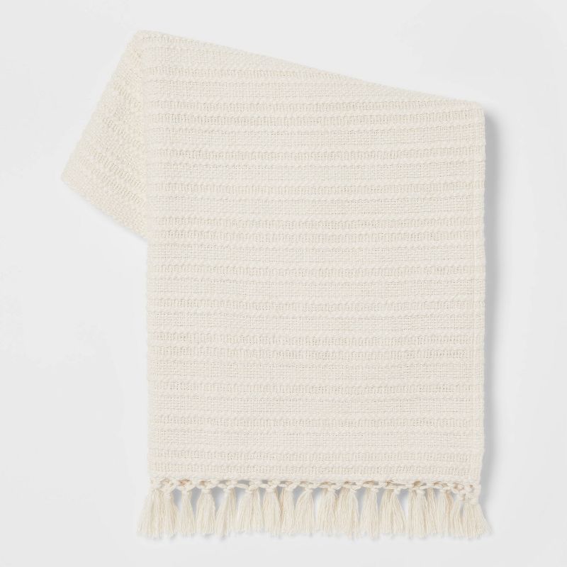 Solid Throw Blanket Ivory - Threshold&#8482;, 1 of 6