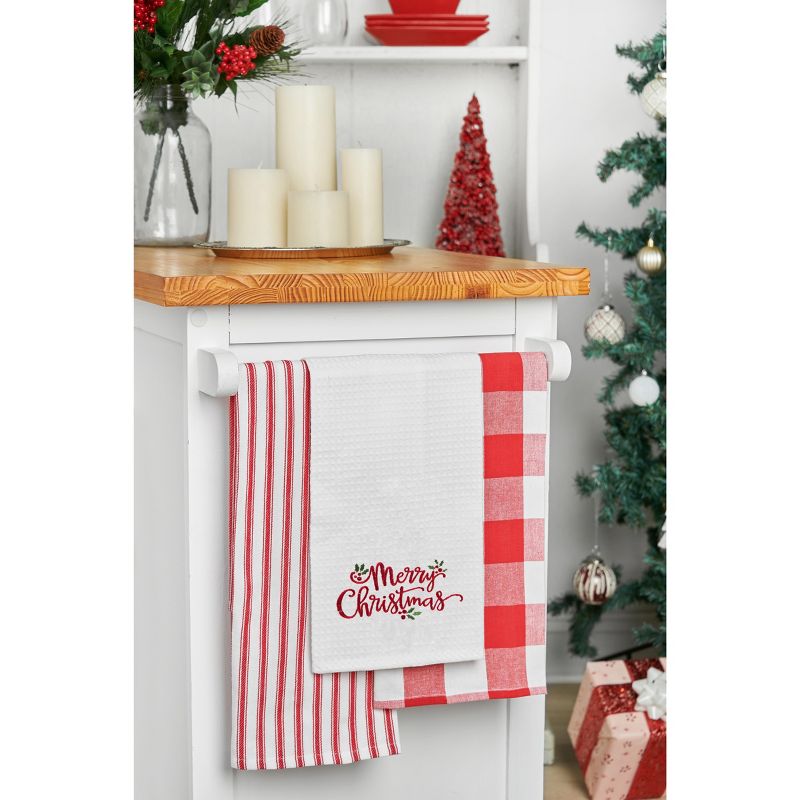 C&F Home Merry Christmas Holly Leaves Waffle Weave Cotton Kitchen Towel, 2 of 6