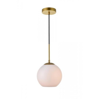 Elegant Lighting Baxter 1 Light Brass Pendant With Frosted White Glass