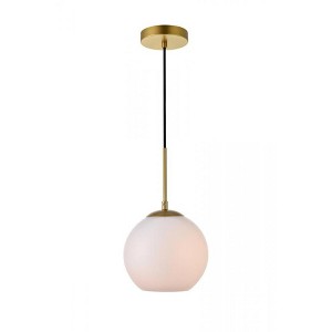 Elegant Lighting Baxter 1 Light Brass Pendant With Frosted White Glass - 1 of 4