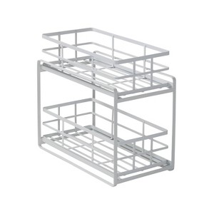 Honey-Can-Do Flat Wire Sliding Basket Organizer - White: Kitchen Organizer, Under Sink Storage, Steel, 12" H x 14" W x 8" D - 1 of 4