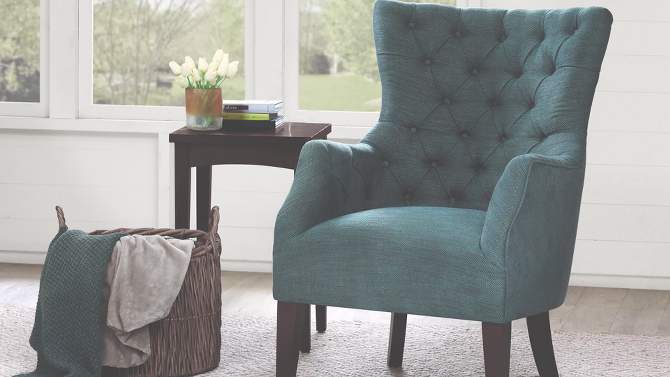 Lilith Button Tufted Wing Chair - Teal, 2 of 8, play video