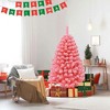 Resenkos 4.5-Ft Snow Flocked Pink Artificial Christmas Tree with Metal Stand - Pink - 4 of 4