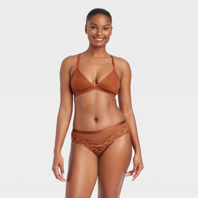 Women's Lace and Mesh Cheeky Underwear - Auden™ Brown XL