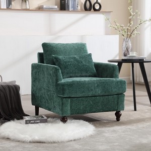 30"W Accent Chairs Armchair Club Chair Lounge Chair with Back Cushion, Chenille Upholstery and Solid Wood Frame, Mid Century Modern Style-ModernLuxe - 1 of 4