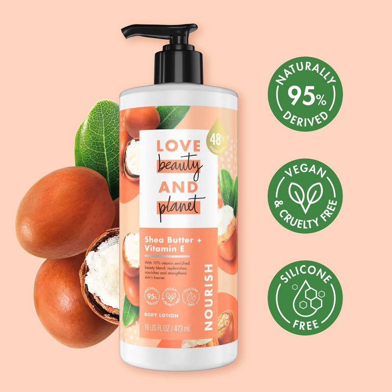 Love Beauty and Planet Nourish Shea Butter and Vitamin E Pump Body Lotion - 16 fl oz, 5 of 11