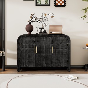 Okak Retro Minimalist Curved Kitchen Sideboard with Gold Handles and Adjustable Dividers for Living Room - 1 of 4