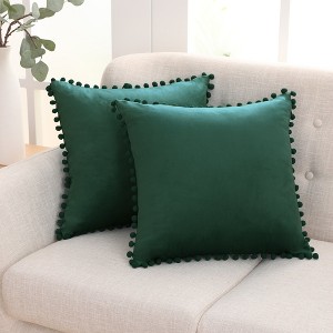 Deconovo Velvet Pom-Pom Pillow Covers 2-Pack – Multiple Sizes (Cover Only) - 1 of 4