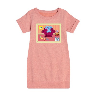 - Blue's Clues & You! - Blue Polaroid Graphic Short Sleeve Fleece Dress