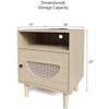 Rattan Nightstand with Charging Station, Boho End Table, Side Table with USB Ports - 2 of 4