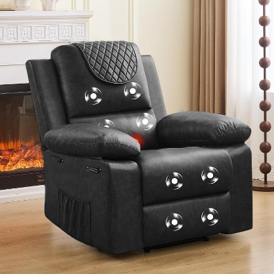 Classic Recliner Chair with Massage, Heat, Breathable PU Leather Electric Adjustable Recliners for Small Space or Living Room, Office, Bedroom
