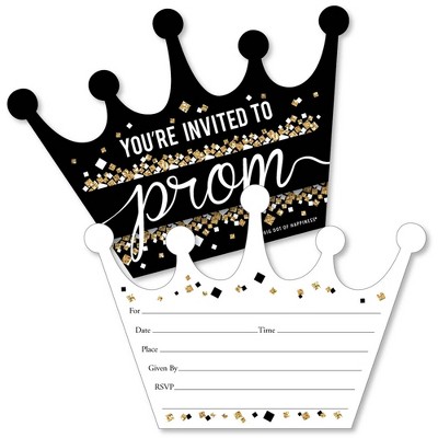 Big Dot of Happiness Prom - Shaped Fill-in Invitations - Prom Night Party Invitation Cards with Envelopes - Set of 12