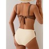 Eomenie Bikini Sets for Women Color Block Two Piece Bathing Suit V Neck Tie Back Swimsuit - 3 of 3