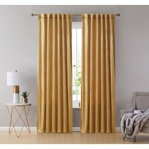 HLC.ME Lopez Velvet Premium Soft Light Filtering Back Tab Rod Pocket Window Treatment Curtain Panels - Set of 2 - 1 of 4
