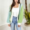 Anna-Kaci Women's Long Sleeve Open Front Color Block Knit Cardigan with Ribbed Cuffs and Hem - image 3 of 4